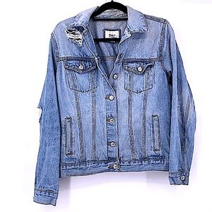 Forever 21 Light Blue Distressed Jean Jacket
